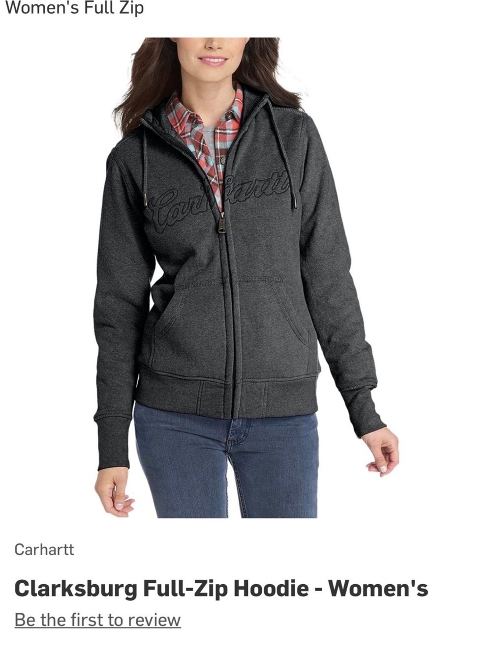 Carhartt Clarksburg Women's Full-Zip Hoodie - Charcoal Gray medium 8-10